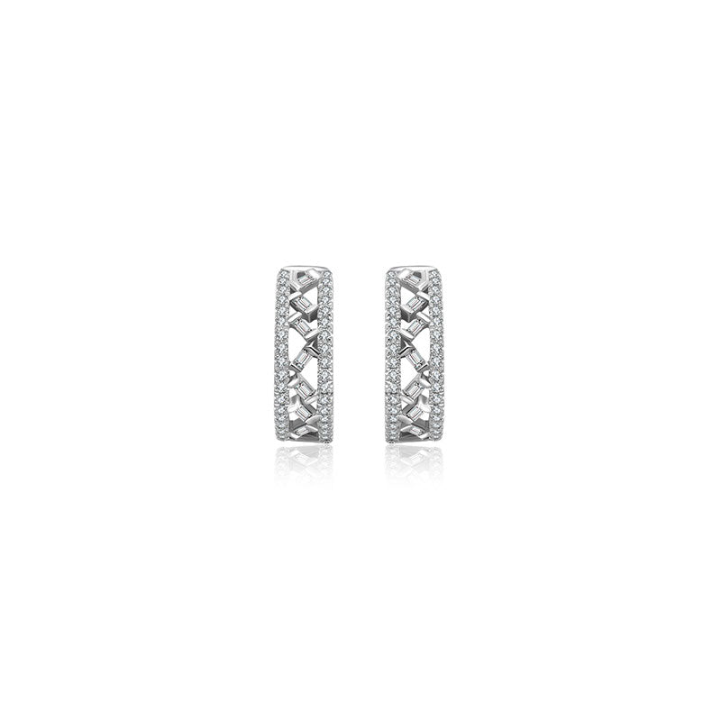 18k Gold Hoop Diamond Earring with Irregular Pattern - Genevieve Collection