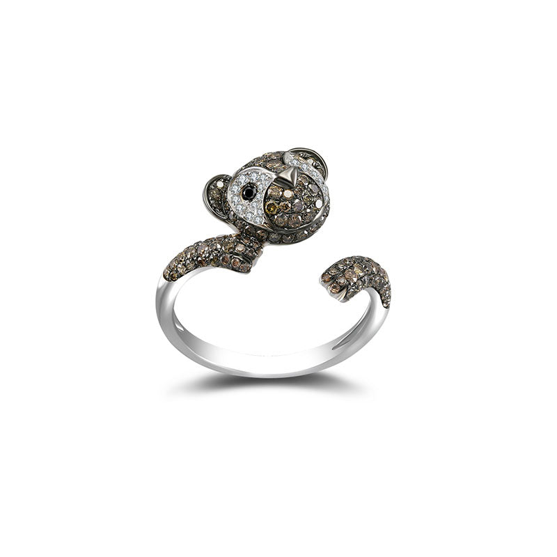 18k Gold Bear Shape Diamond Open Ring - Genevieve Collection