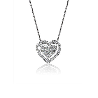 18k Gold Heart Shape Diamond Necklace - Genevieve Collection