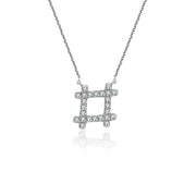 18k Gold Hashtag Shape Diamond Necklace - Genevieve Collection