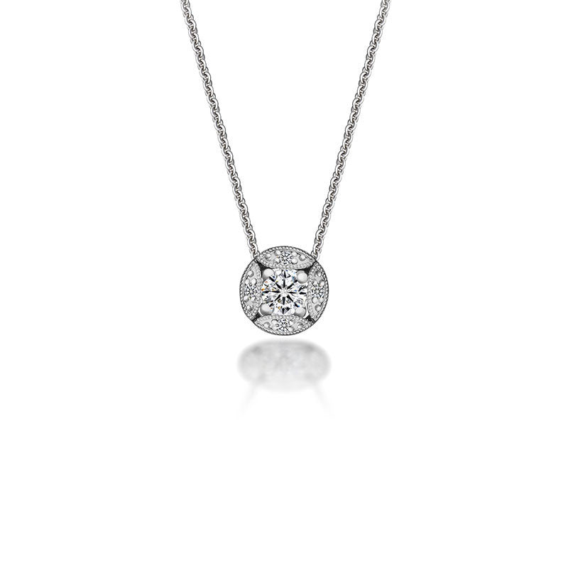 18k Gold Round Shape Diamond Necklace - Genevieve Collection