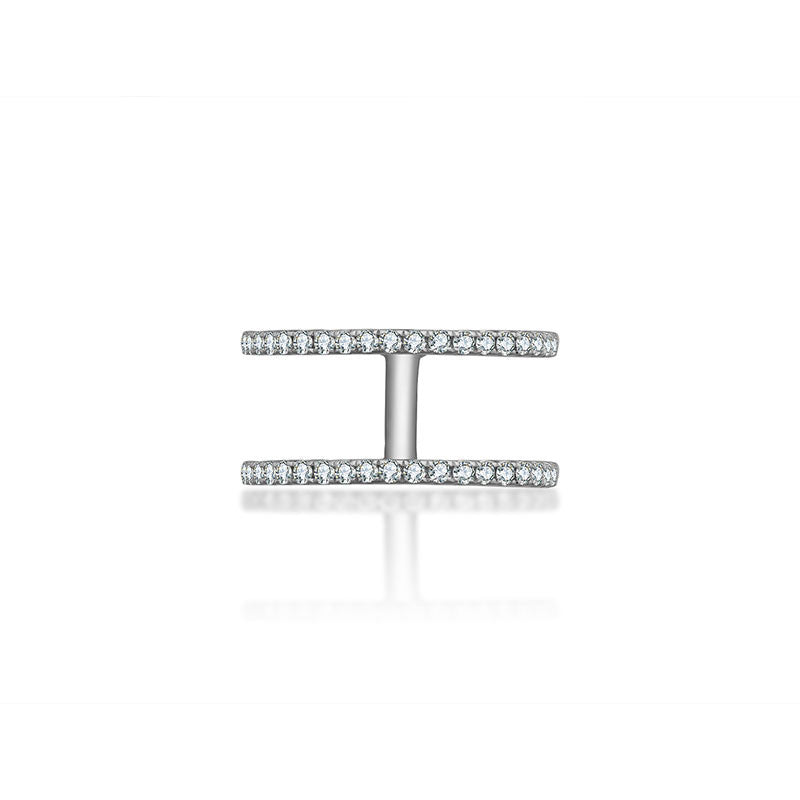 18k Gold Double Line Diamond Ring - Genevieve Collection
