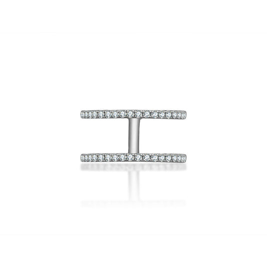 18k Gold Double Line Diamond Ring - Genevieve Collection