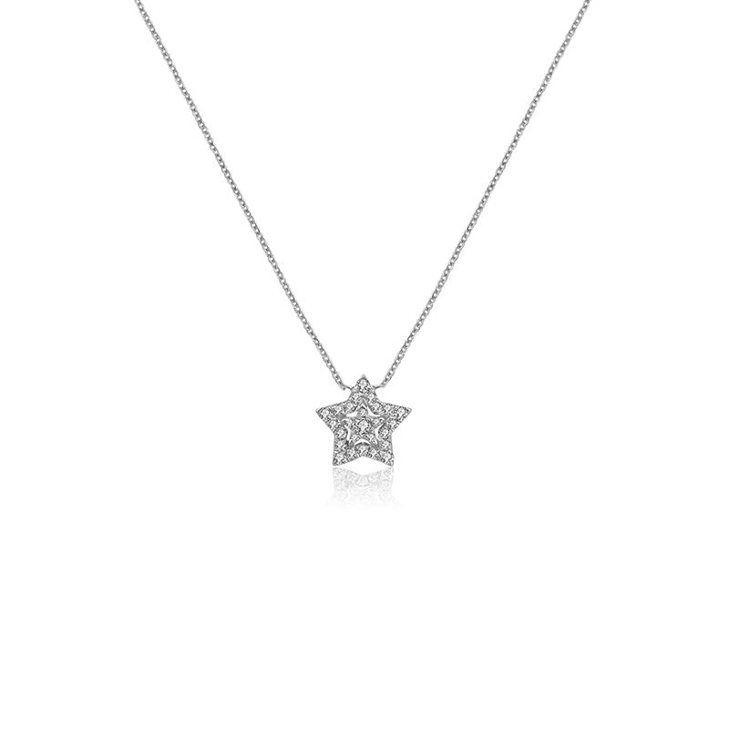 18k Gold Star Shape Diamond Necklace - Genevieve Collection