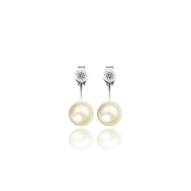 18k Gold Petite Diamond With Pearl Backing Earring - Genevieve Collection