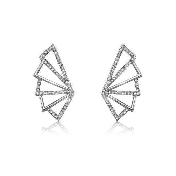 18k Gold Fan Shape Diamond Earring - Genevieve Collection