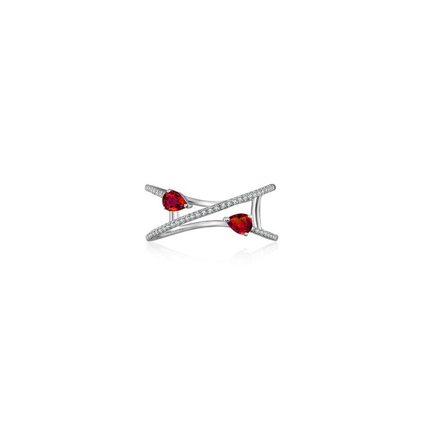 18k Gold Ruby Arrow Spiral Diamond Ring - Genevieve Collection