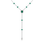 18k Gold By the Yard Emerald Dangle Necklace - Genevieve Collection