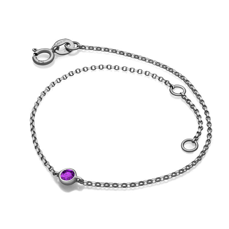 18k Gold February Birthstone Amethyst Bracelet - Genevieve Collection