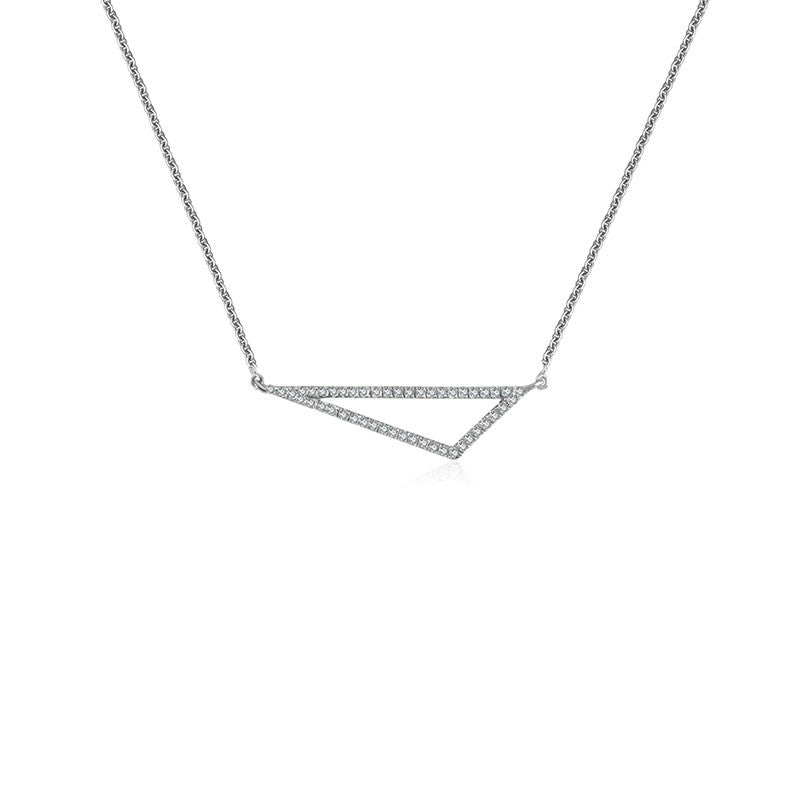 18k Gold Hollow Triangle Diamond Necklace - Genevieve Collection