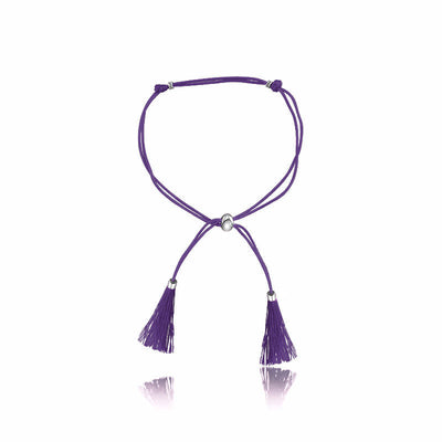 18k Gold Purple Tassel Bracelet with Gold Beads - Genevieve Collection
