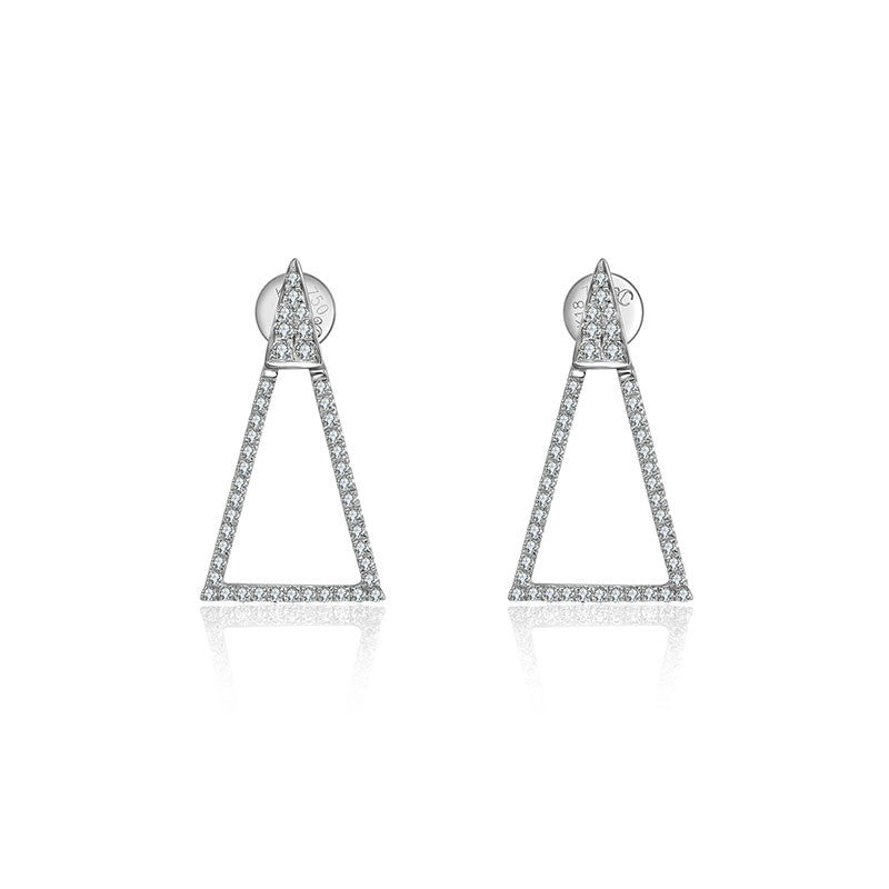 18k Gold Hollow Isosceles Triangle Diamond Earring - Genevieve Collection