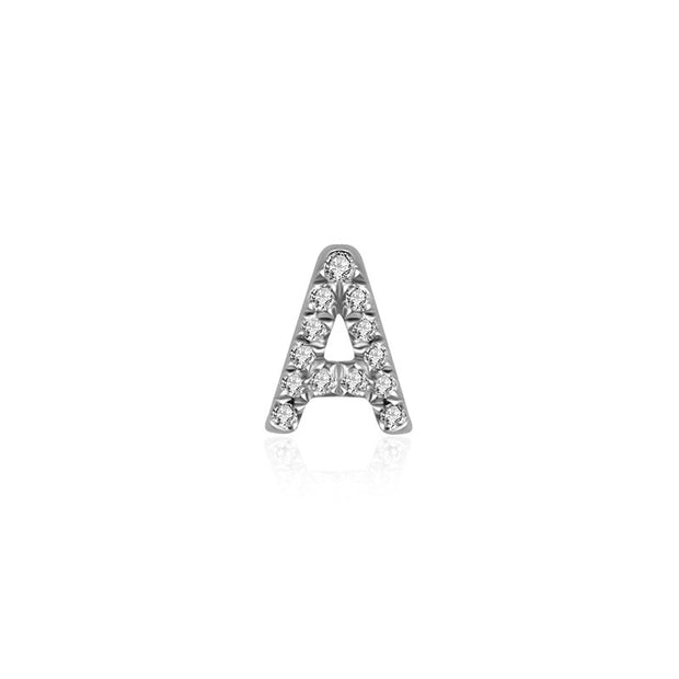 18k Gold Initial Letter "A" Diamond Pandent + Necklace - Genevieve Collection