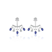 18k Gold Diamond Ear Jacket with Sapphire - Genevieve Collection
