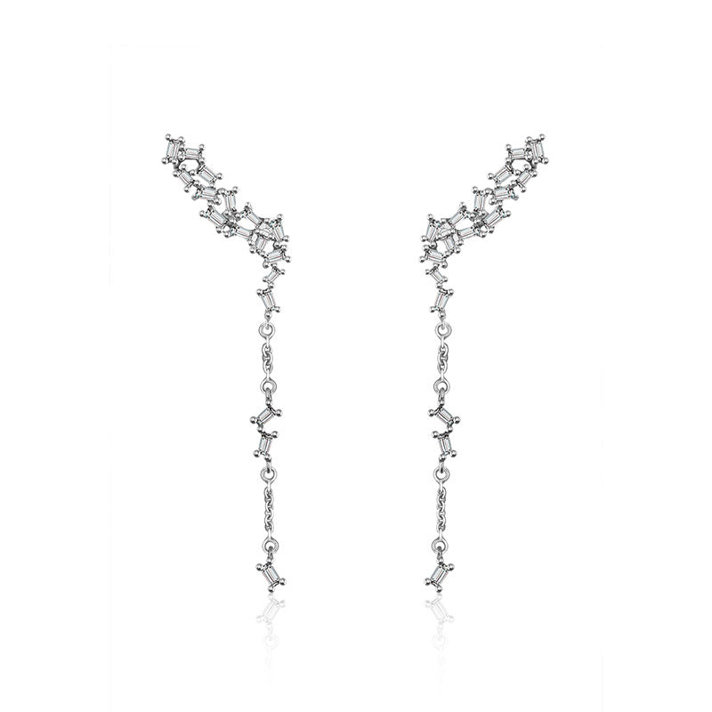 18k Gold Irregular Shape with Rectangle Diamond Dangle Earring - Genevieve Collection