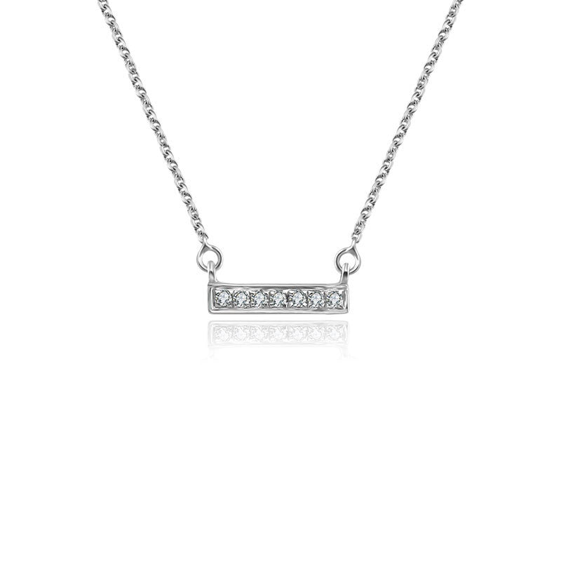 18k Gold Mini Rectangle Diamond Necklace - Genevieve Collection