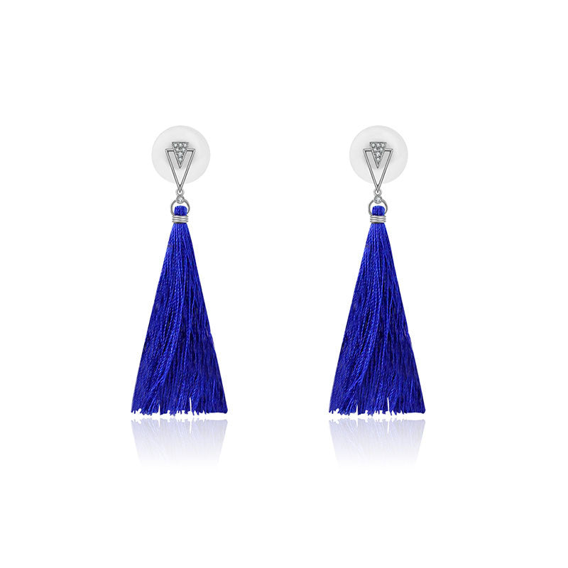 18k Gold Double Arrow Shape Tassel Diamond Earring - Genevieve Collection