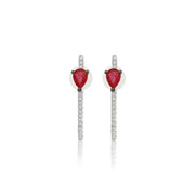 18k Gold Line Diamond Earring with Ruby - Genevieve Collection