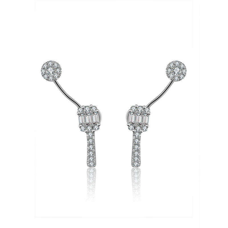 18k Gold Square and Round Shape Diamond Earring - Genevieve Collection