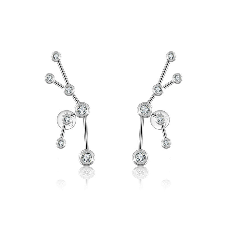 Taurus Zodiac Constellation Earring 18k Gold & Diamond - Genevieve Collection