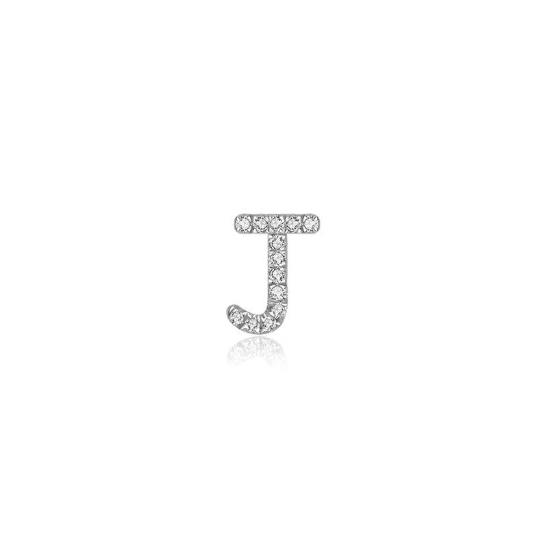 18k Gold Initial Letter "J" Diamond Pendant - Genevieve Collection