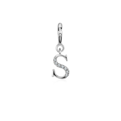 18k Gold Letter "S" Diamond Charms - Genevieve Collection