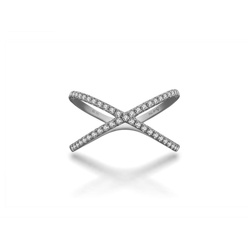 18k Gold Cross Diamond Ring - Genevieve Collection