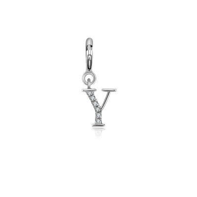 18k Gold Letter "Y" Diamond Charms - Genevieve Collection