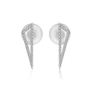 18k Gold Hollow Triangle Diamond Earring - Genevieve Collection
