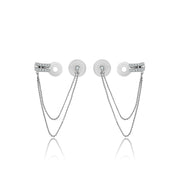 18k Gold Double Chain Diamond Ear Cuff & Earring - Genevieve Collection