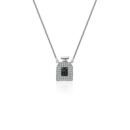 18k Gold Perfume Bottle Shape Diamond Necklace - Genevieve Collection