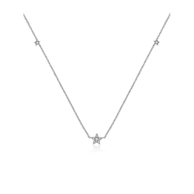 18k Gold Triple Star Shape Diamond Necklace / Choker - Genevieve Collection