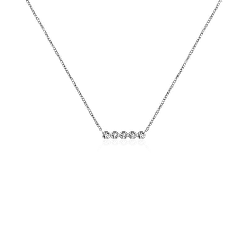 18k Gold Horizontal Dot Diamond Necklace - Genevieve Collection