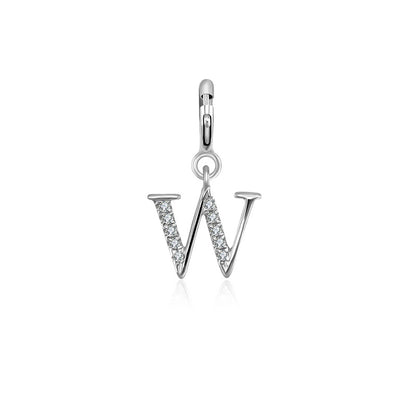 18k Gold Letter "W" Diamond Charms - Genevieve Collection