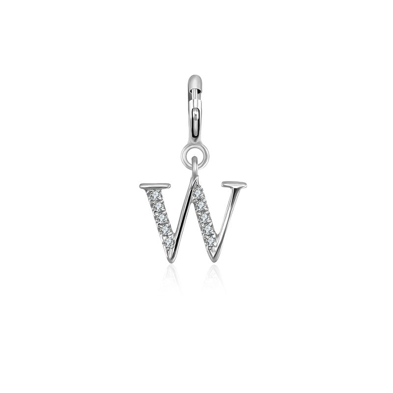 18k Gold Letter "W" Diamond Charms - Genevieve Collection