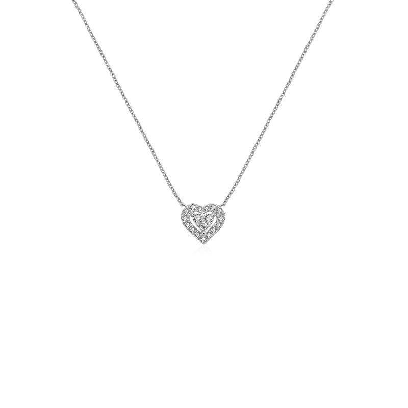 18k Gold Heart Shape Diamond Necklace - Genevieve Collection