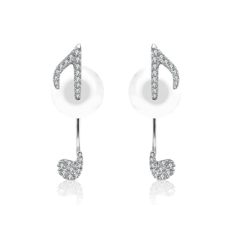 18k Gold Eighth note Shape Diamond Earring - Genevieve Collection