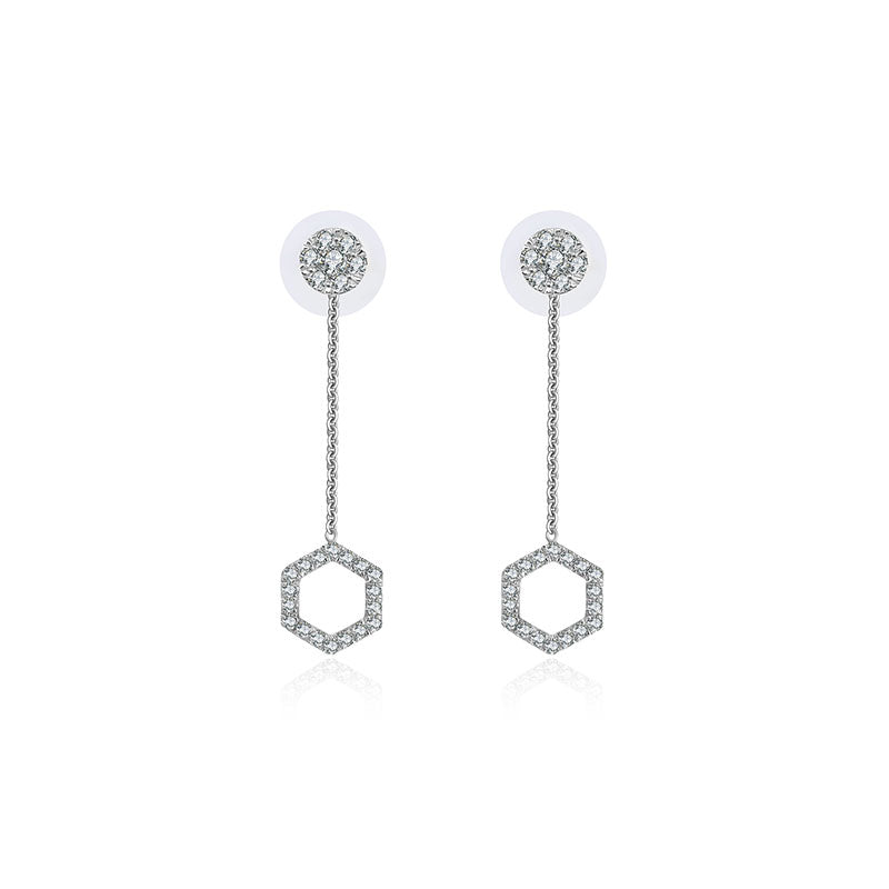 18k Gold 2 ways Hexagonal Diamond Earring - Genevieve Collection