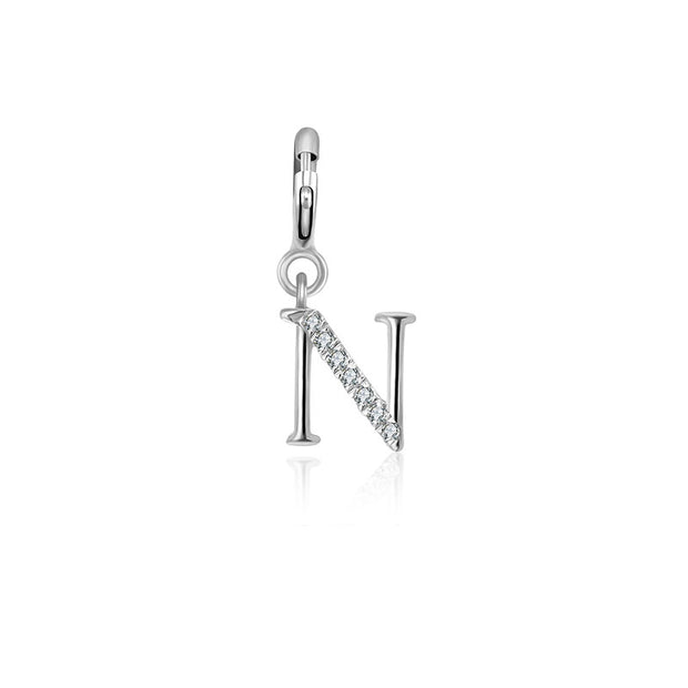 18k Gold Letter "N" Diamond Charms - Genevieve Collection
