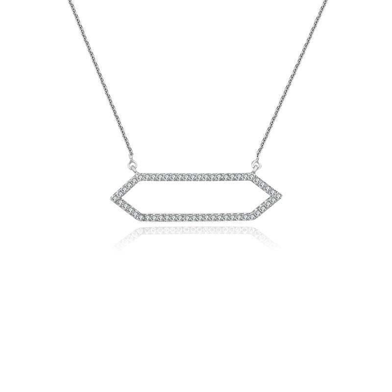 18k Gold Hollow Hexagonal Shape Diamond Necklace - Genevieve Collection