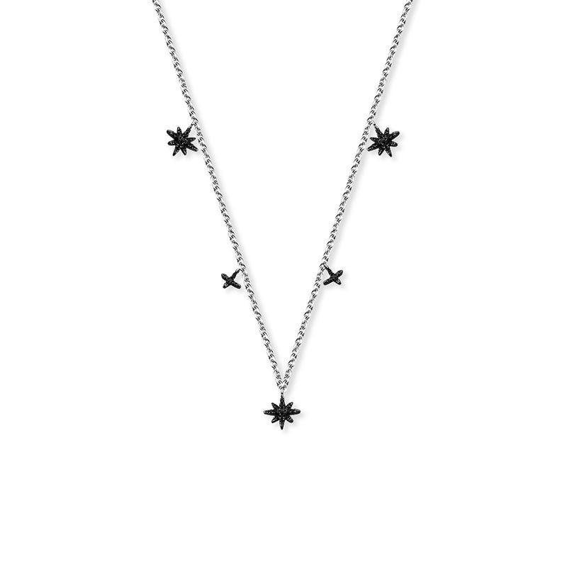 18k Gold Star Shape Black Diamond Necklace / Choker - Genevieve Collection