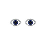 18k Gold Evil Eye Sapphire Diamond Earring - Genevieve Collection