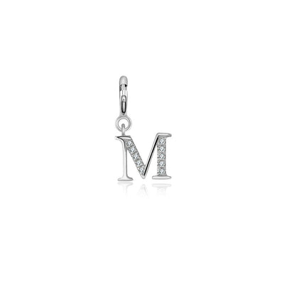 18k Gold Letter "M" Diamond Charms - Genevieve Collection