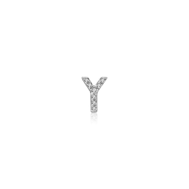 18k Gold Initial Letter "Y" Diamond Pendant - Genevieve Collection
