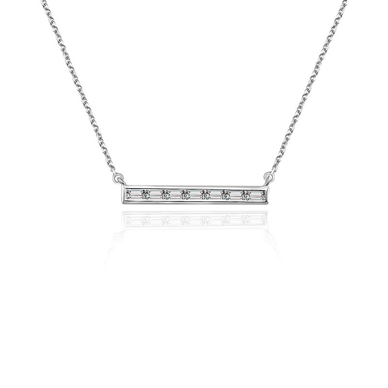 18k Gold Line Shape with Rectangle Diamond Necklace - Genevieve Collection