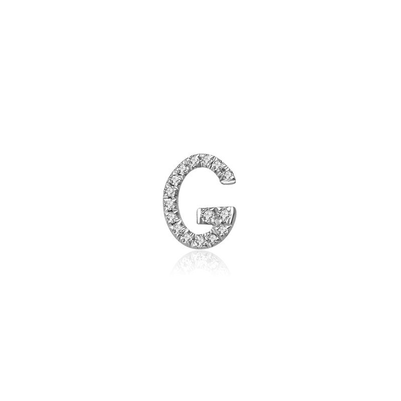 18k Gold Initial Letter "G" Diamond Pendant - Genevieve Collection