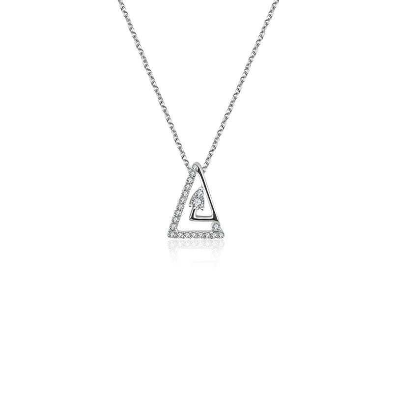 18k Gold Helix Triangle Diamond Necklace - Genevieve Collection