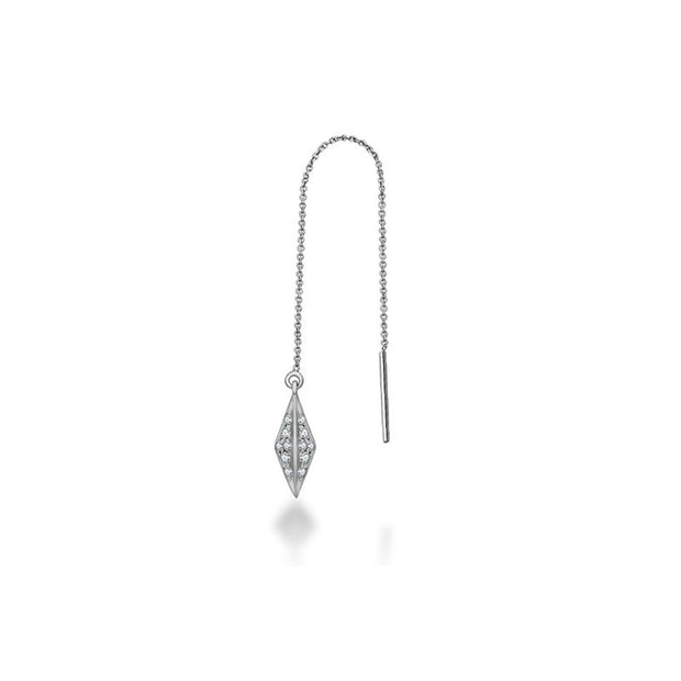 18k Gold Rhombus Shape Chain Diamond Earring - Genevieve Collection