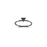 18k Gold Triangle Shape Pave Black Diamond Ring - Genevieve Collection