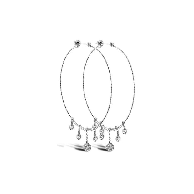 18k Gold Wire Style Hoop Diamond Earring with Titanium - Genevieve Collection